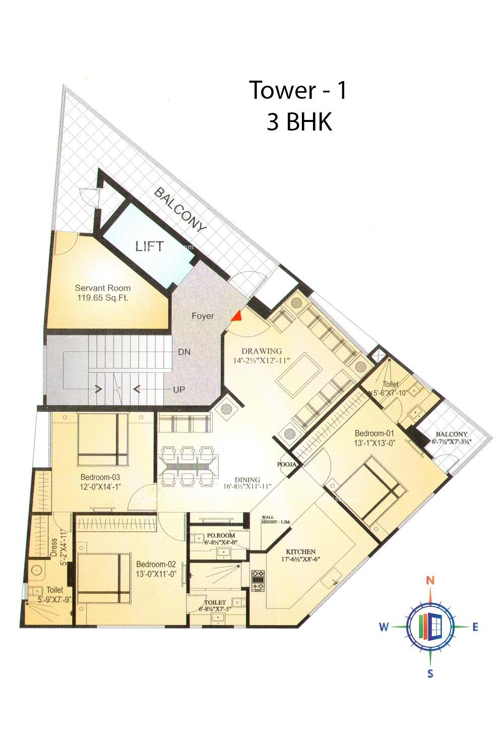 Iskcon Heights 3 BHK 