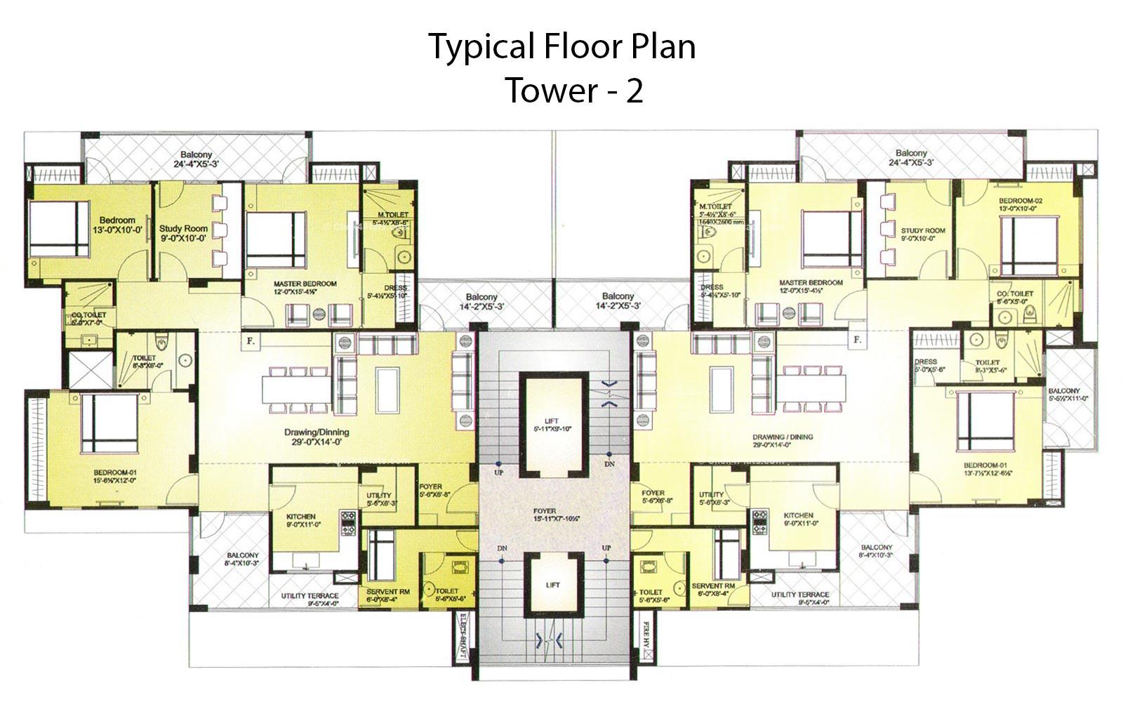 Iskcon Heights Typical Floor Plan (Tower-2)