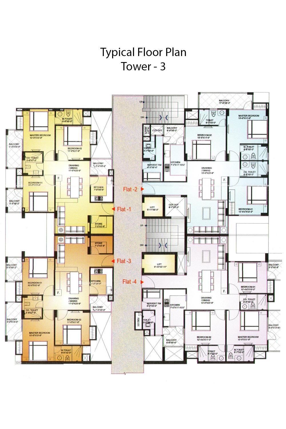 Iskcon Heights Typical Floor Plan (Tower-3)