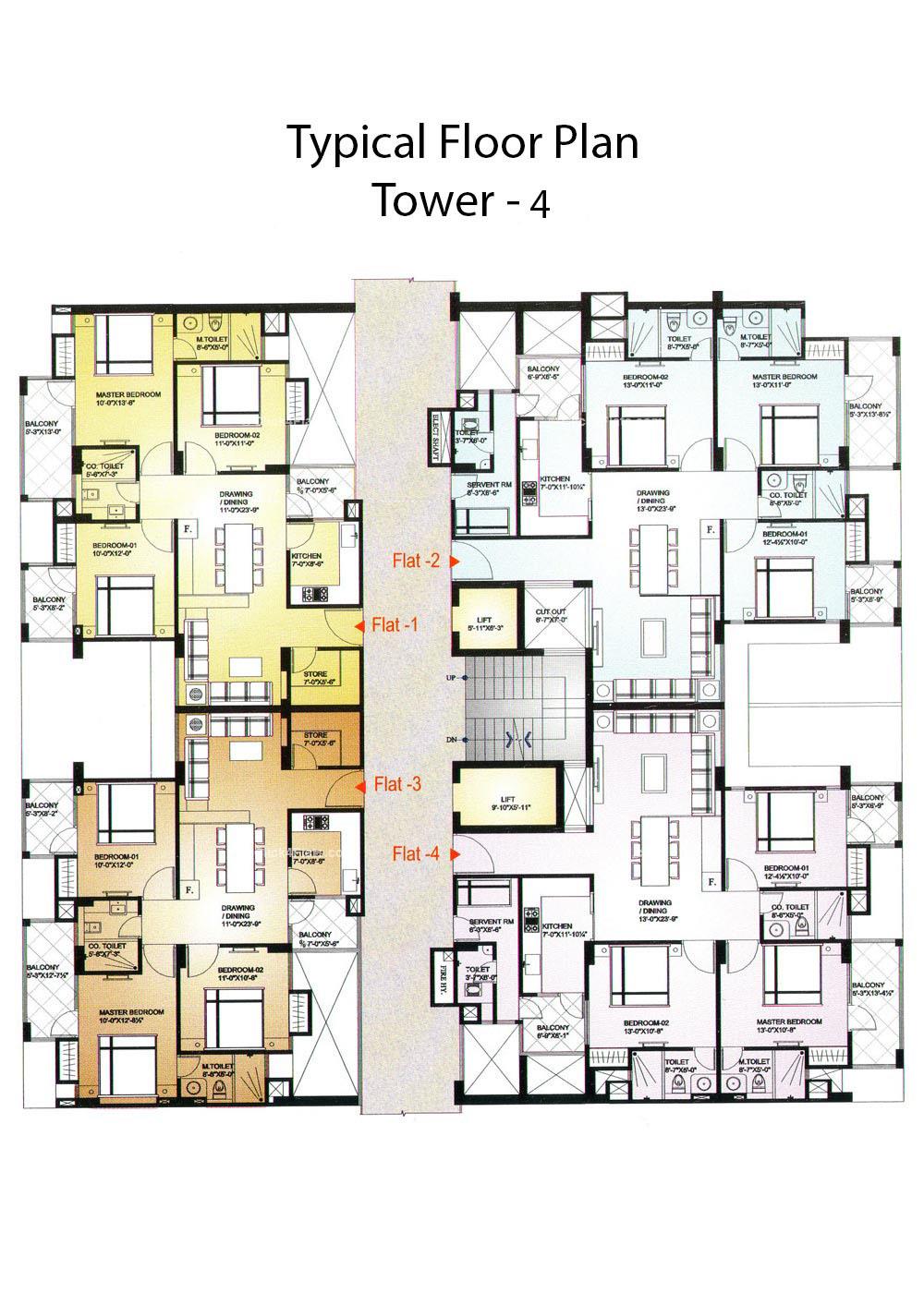 Iskcon Heights Typical Floor Plan (Tower-4)