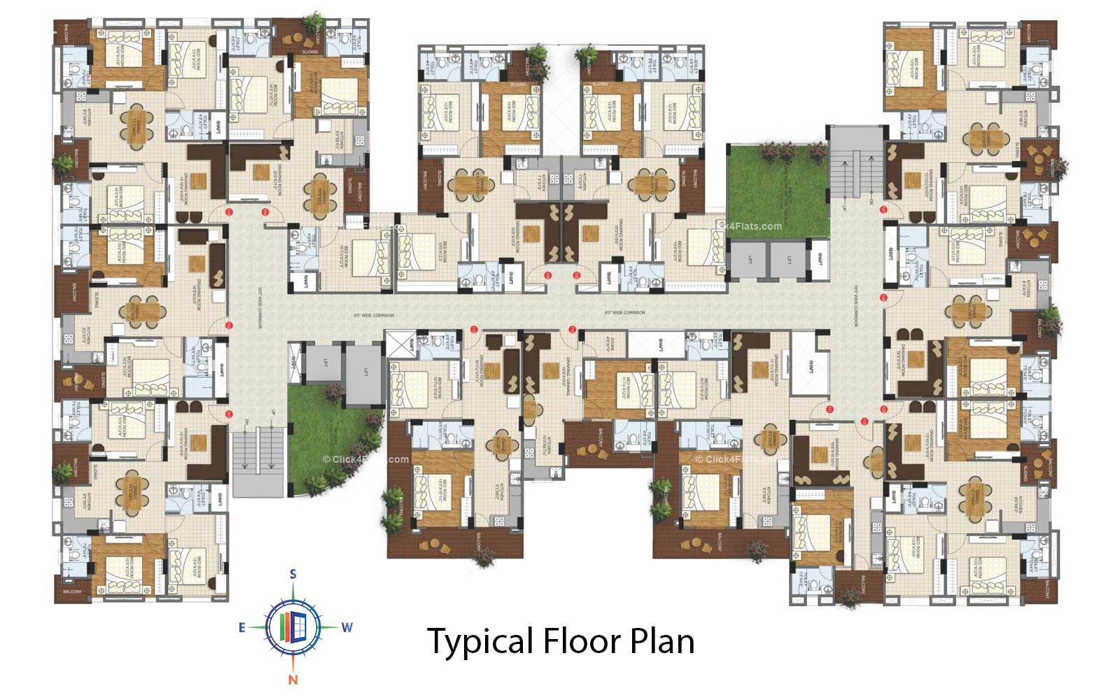 Kediaz Corporate Club Typical Floor Plan