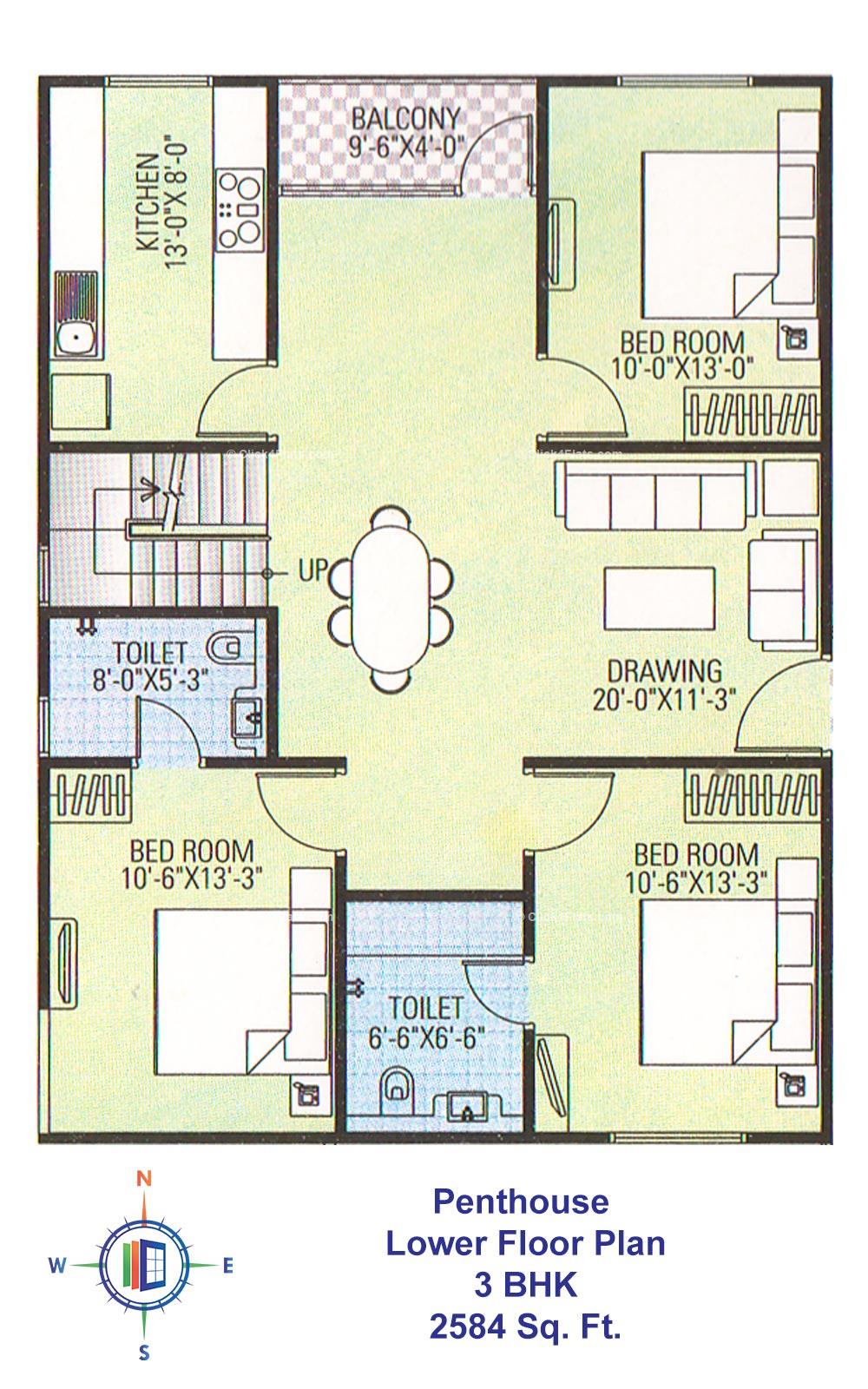 Krishna Residency 3 BHK 