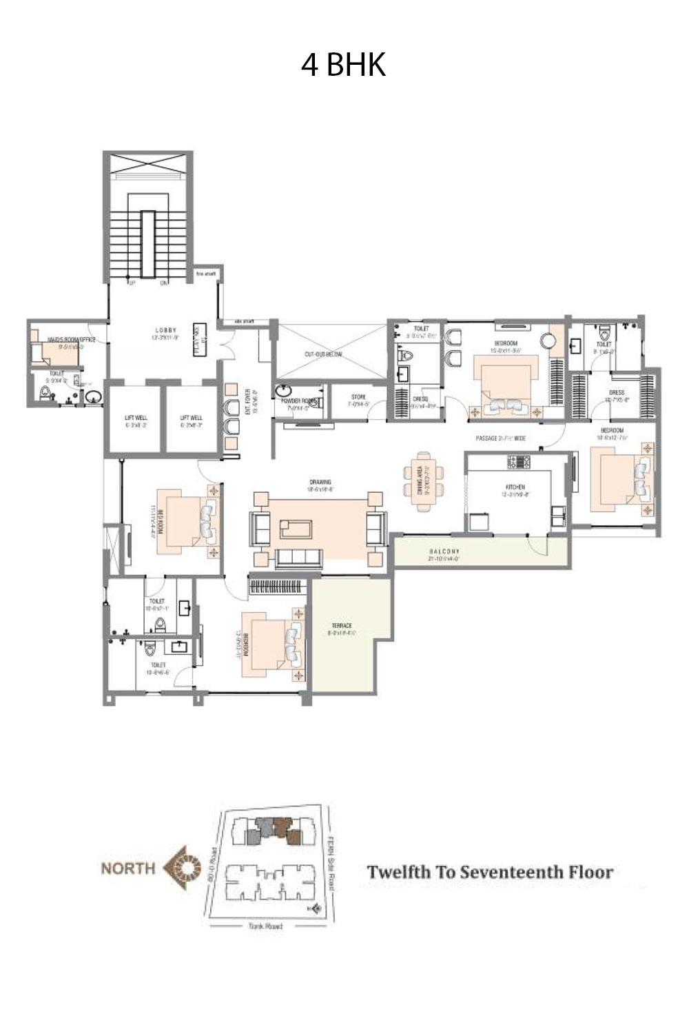 Radiance 4 BHK 3108 square feet