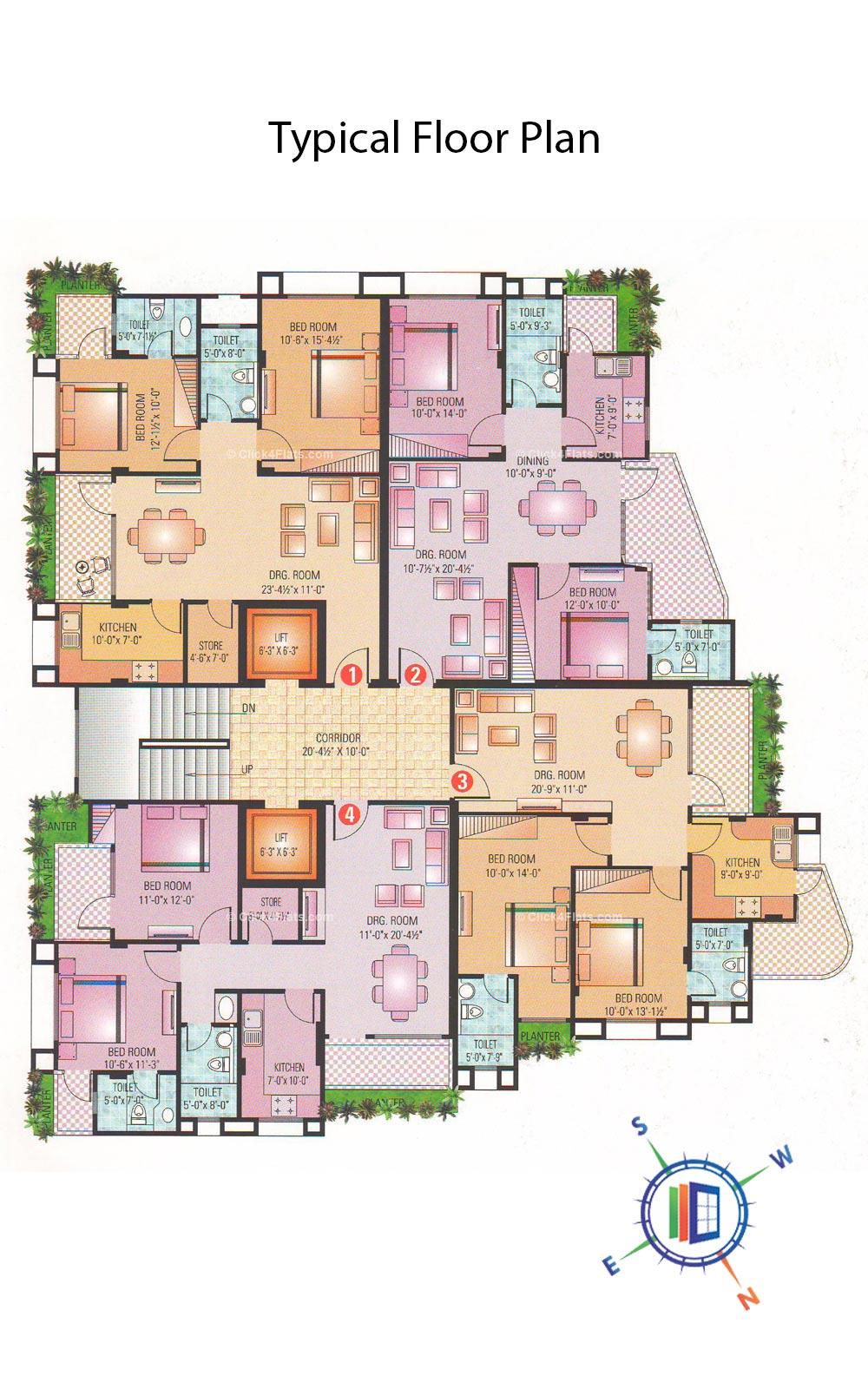 Mansarovar Heights Typical Floor Plan