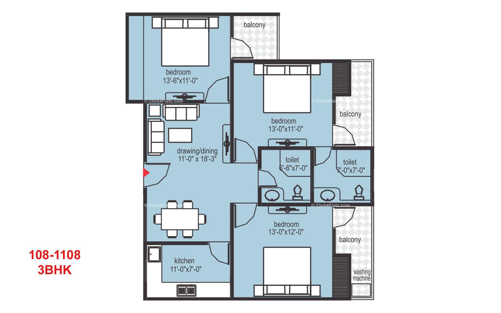 Midas Touch 3 BHK 