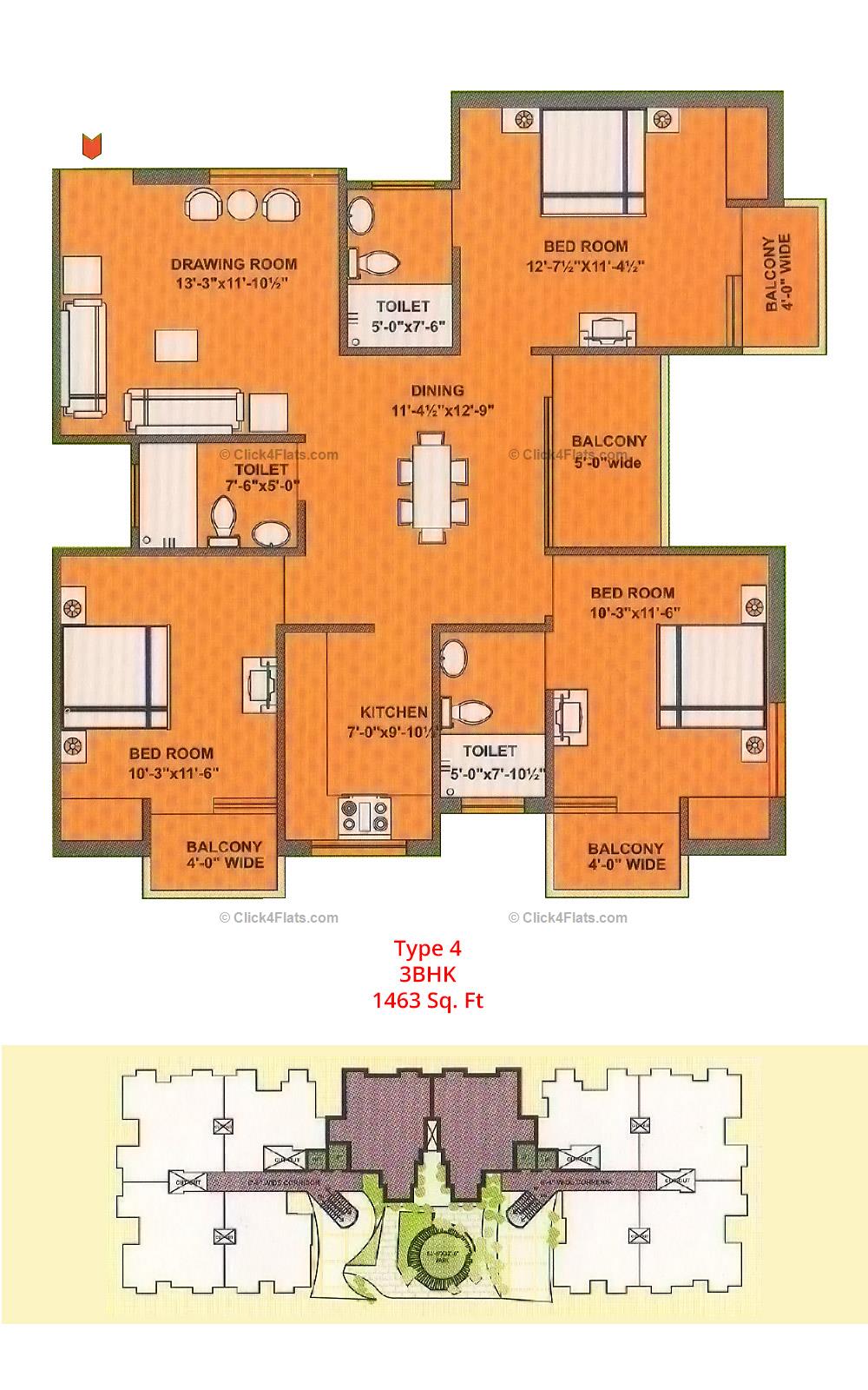 Royal Greens I 3 BHK 