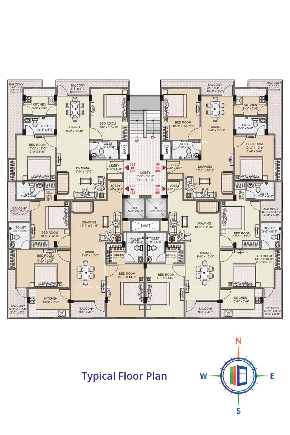 Pearl Sugeetam Typical Floor Plan