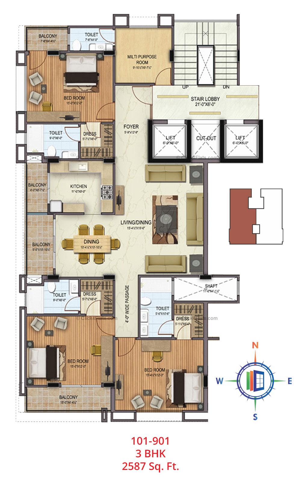 JKD Pearl Stylome 3 BHK 