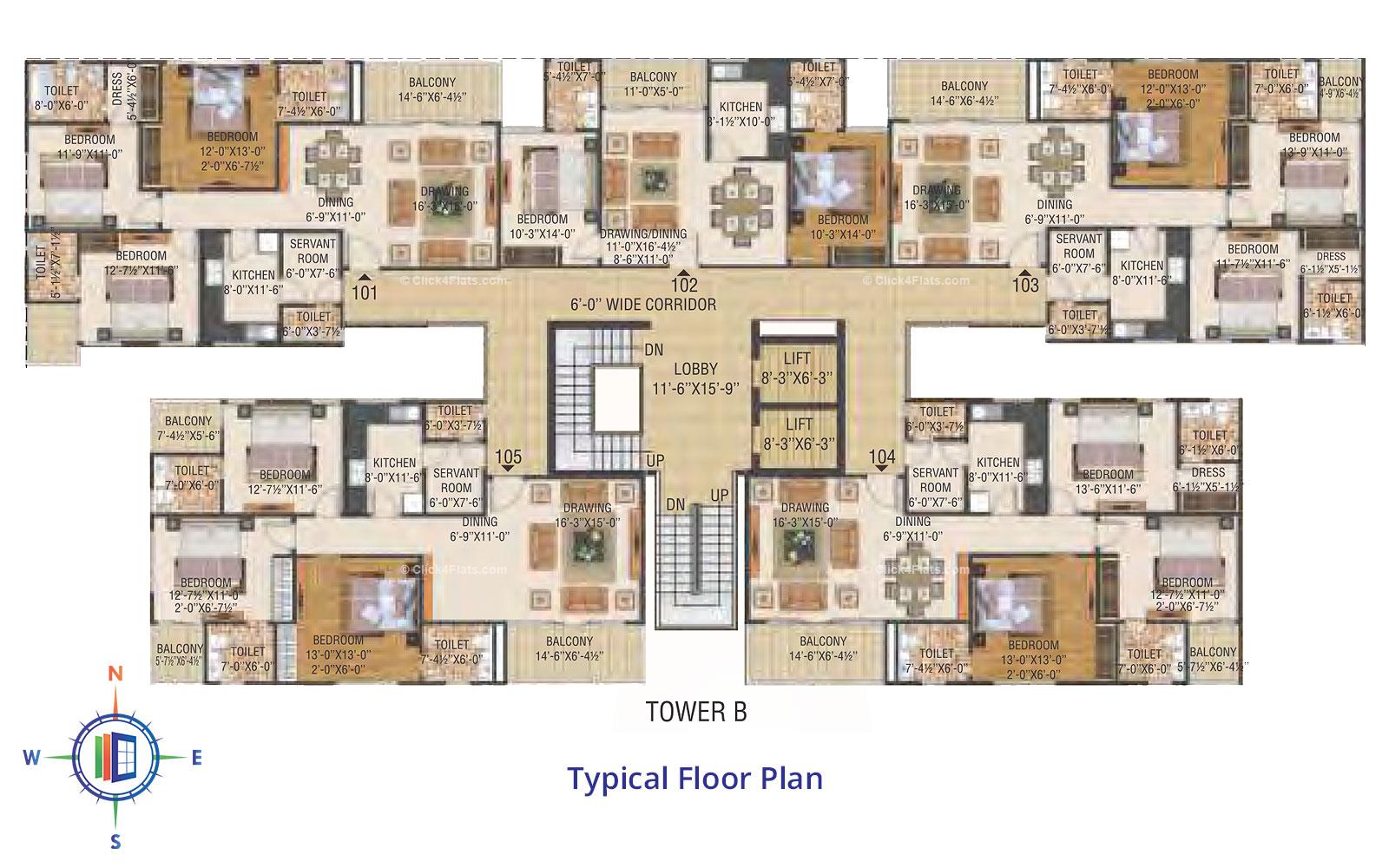 The Coronation Typical Floor Plan (Block B)