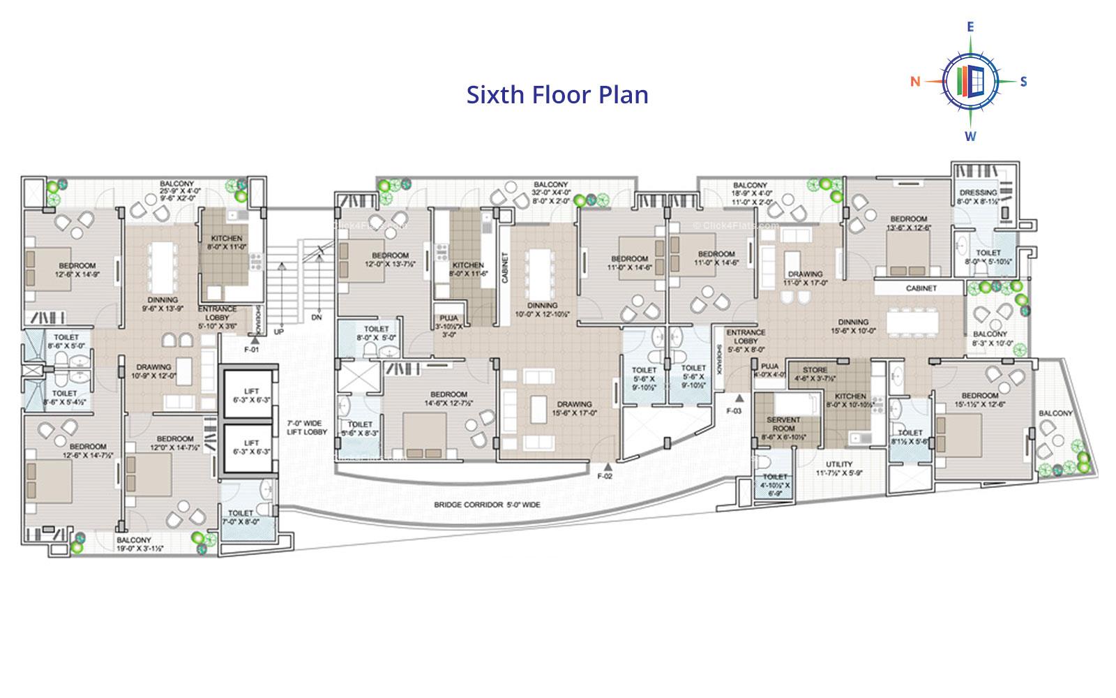 Boulevard Sixth Floor Plan