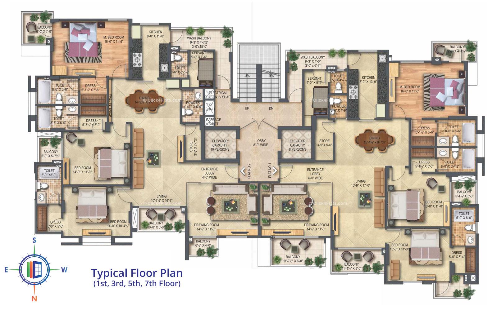 Platinum Typical Floor Plan (1st, 3rd, 5th & 7th Floor)