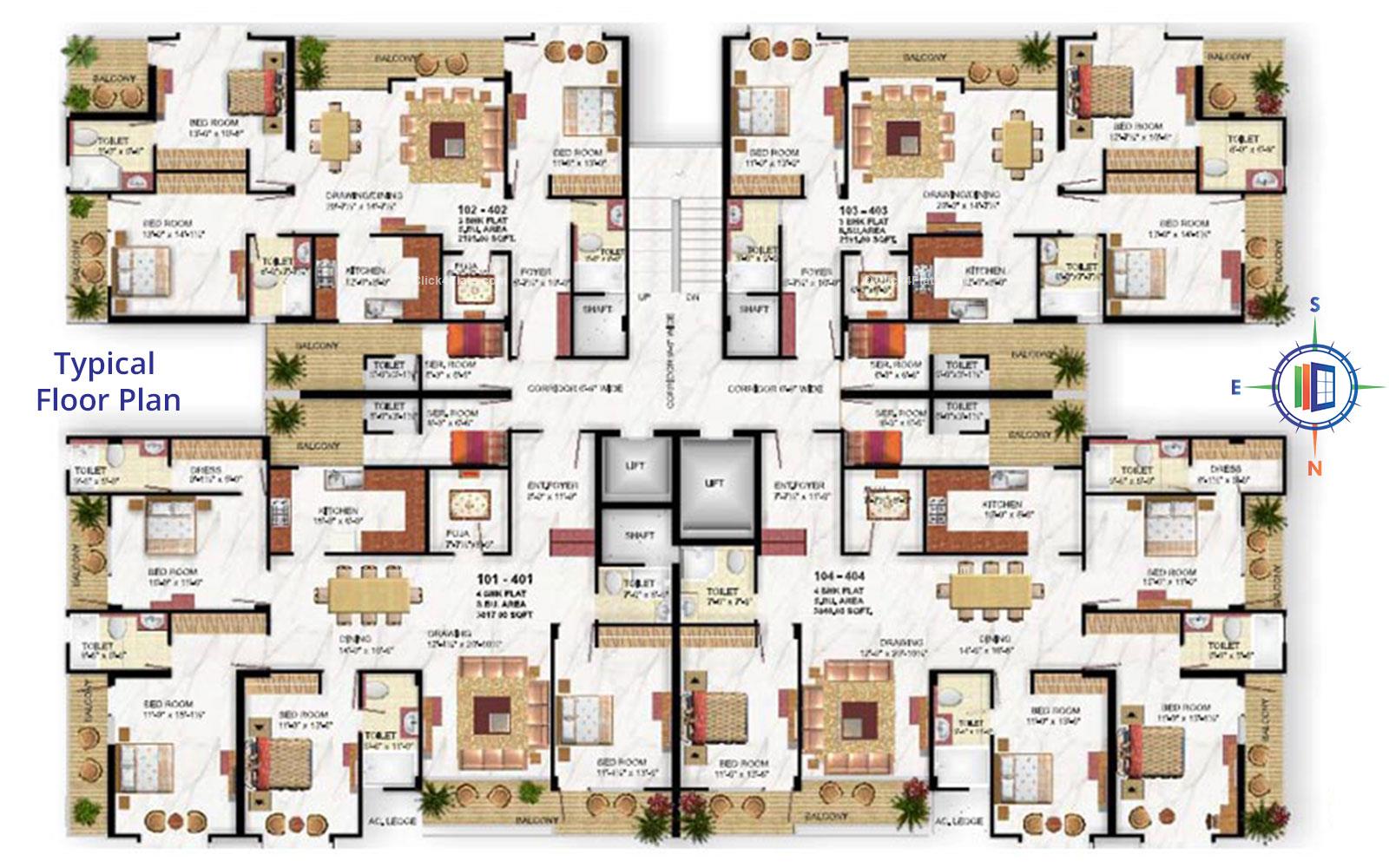 Hari Niwas Typical Floor Plan