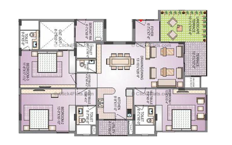 Pearl Avantika 3 BHK 