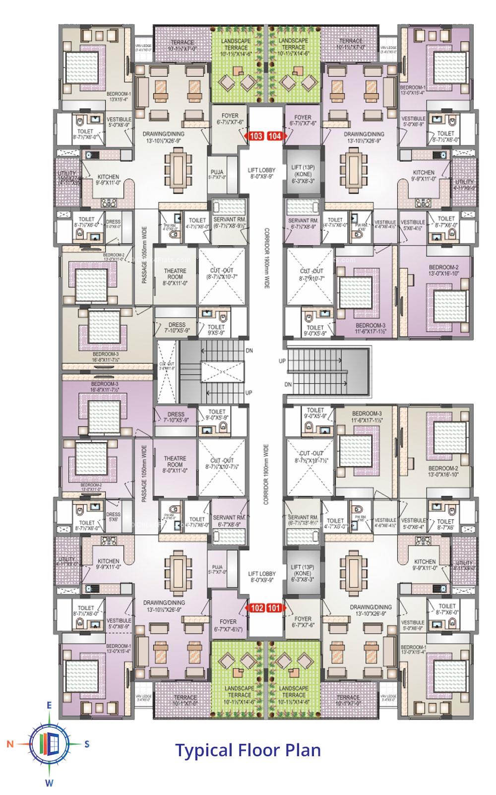 Pearl Avantika Typical Floor Plan