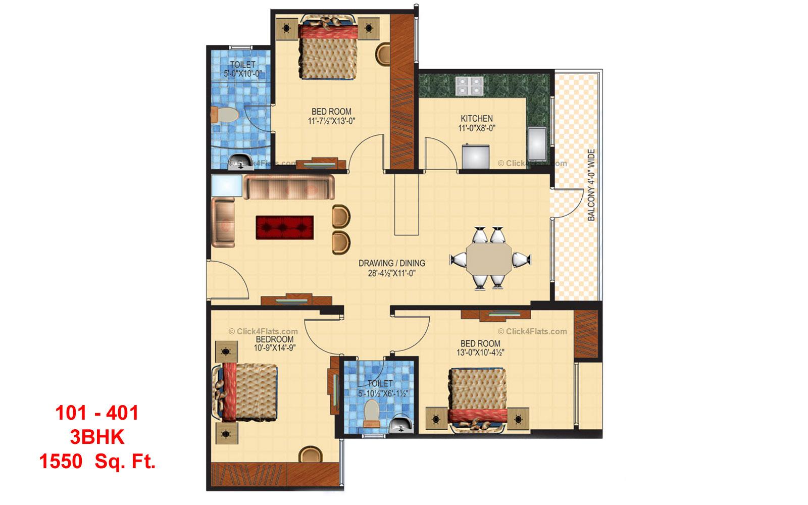 Anukampa Residency 3 BHK 