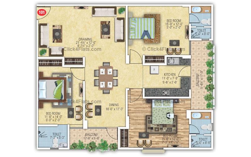 Degra Heights 3 BHK 