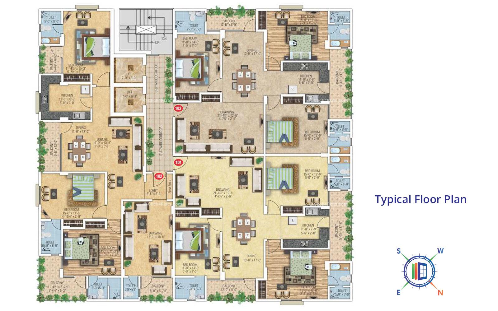 Degra Heights Typical Floor Plan