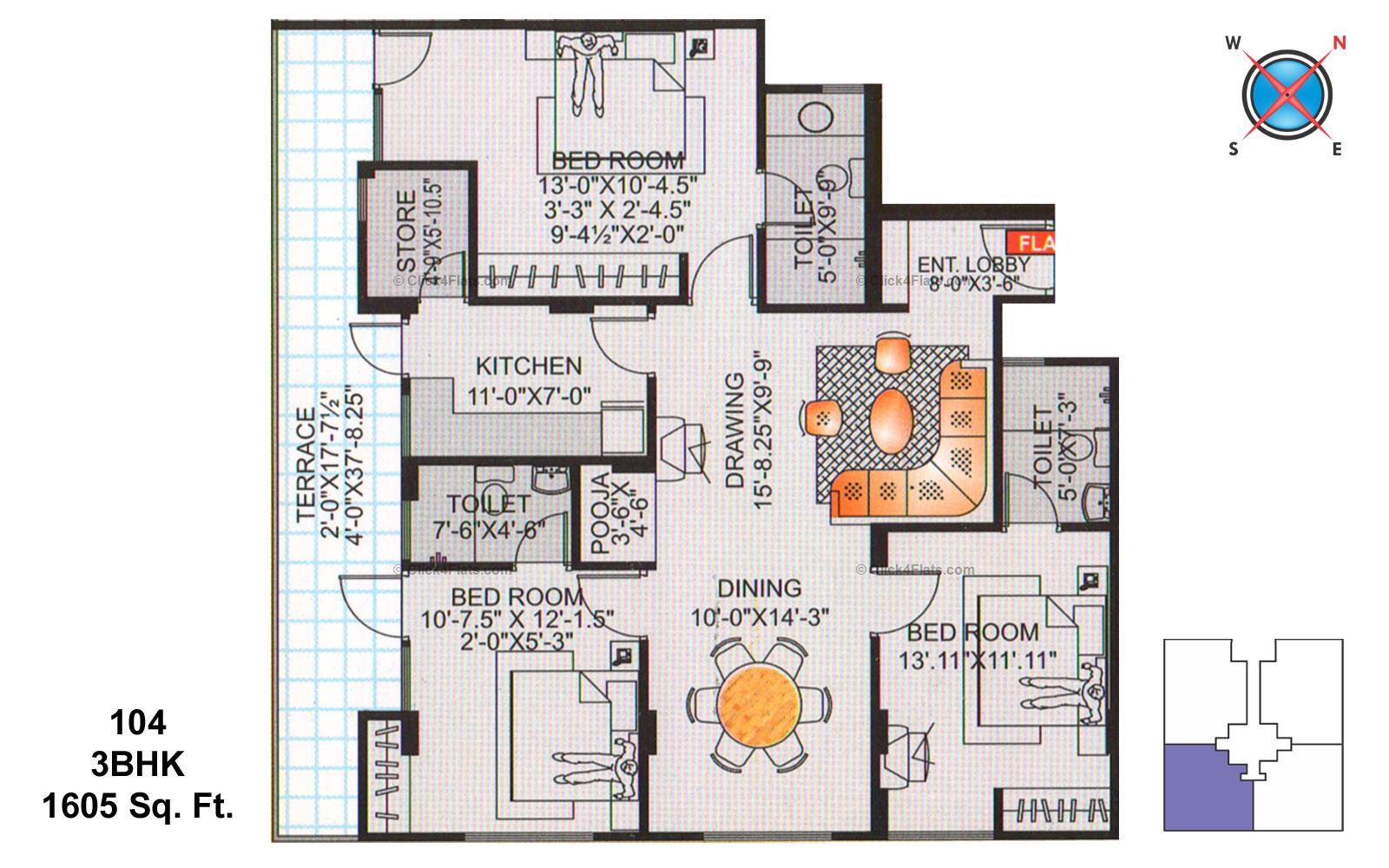 Paradise Gardens 3 BHK 