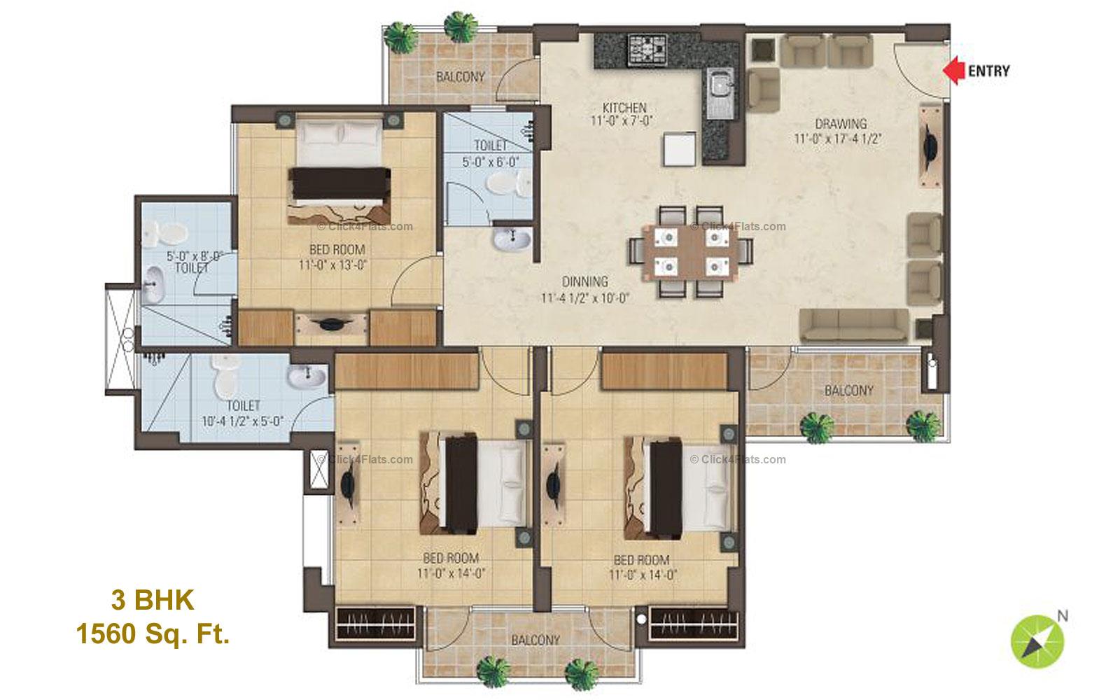 The Grand Residency 3 BHK 