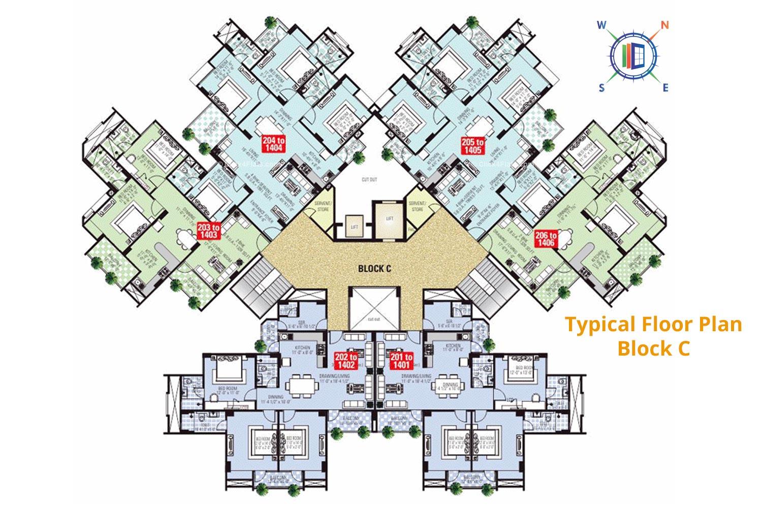 The Grand Residency Typical Floor Plan Block C