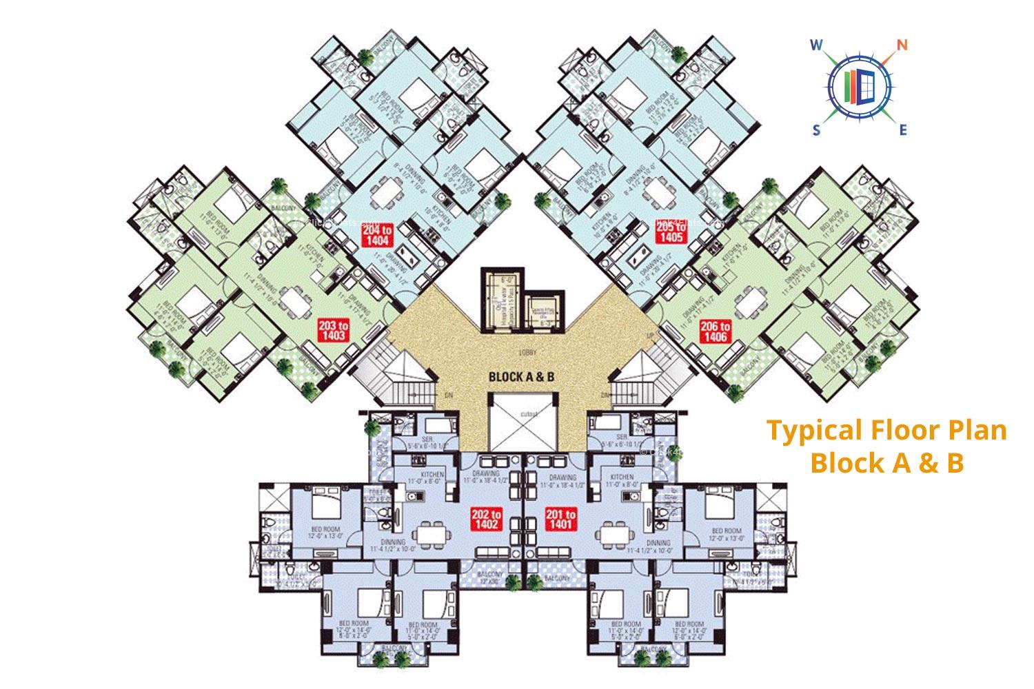 The Grand Residency Typical Floor Plan Block A & B