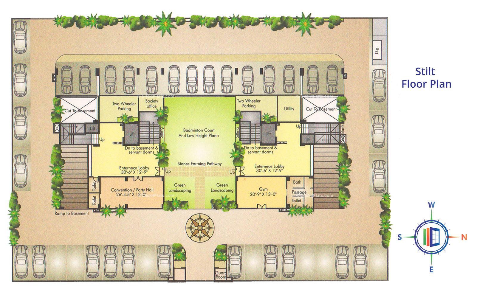 Ridhiraj Residency Stilt Floor Plan