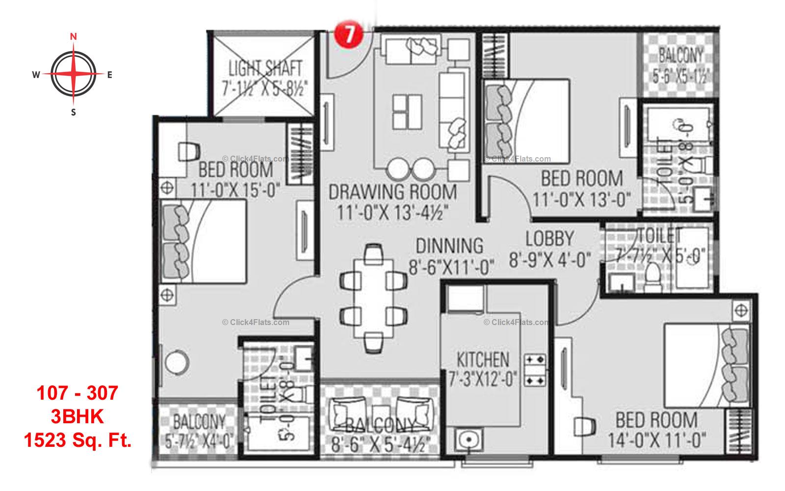 Sunshine Shalimar 3 BHK 