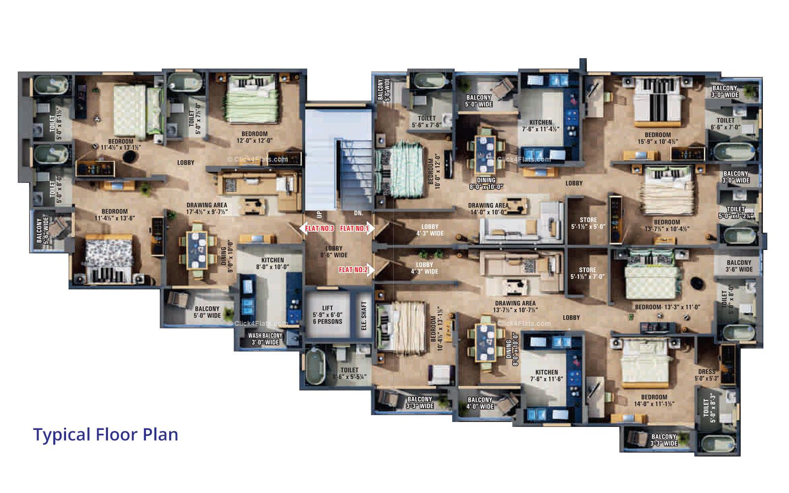 Sunshine Krishna 3 Typical Floor Plan