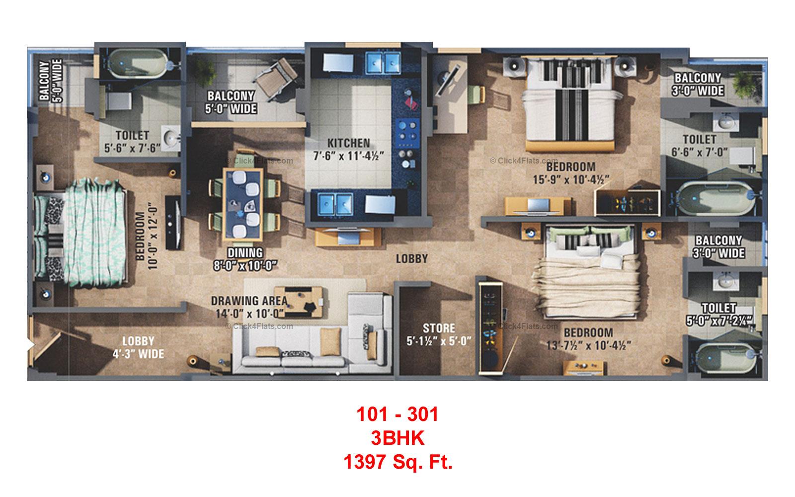 Sunshine Krishna 3 3 BHK 