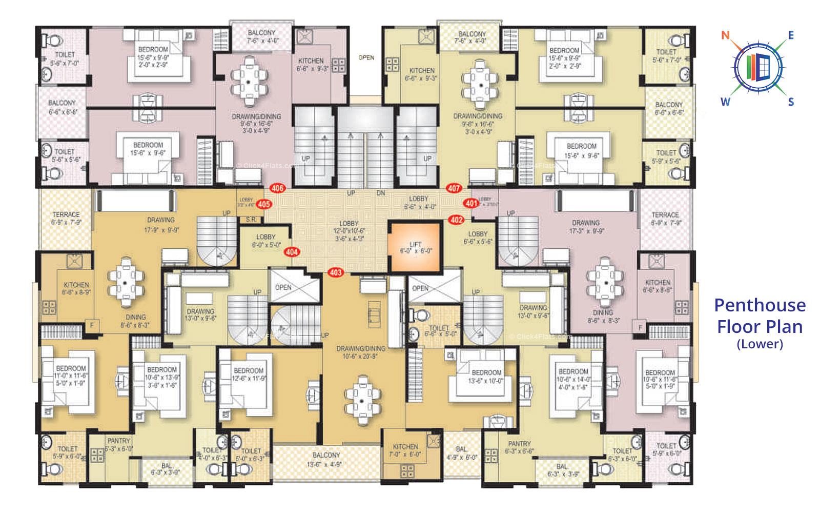 Arihant Enclave Penthouse (Lower Floor Plan)