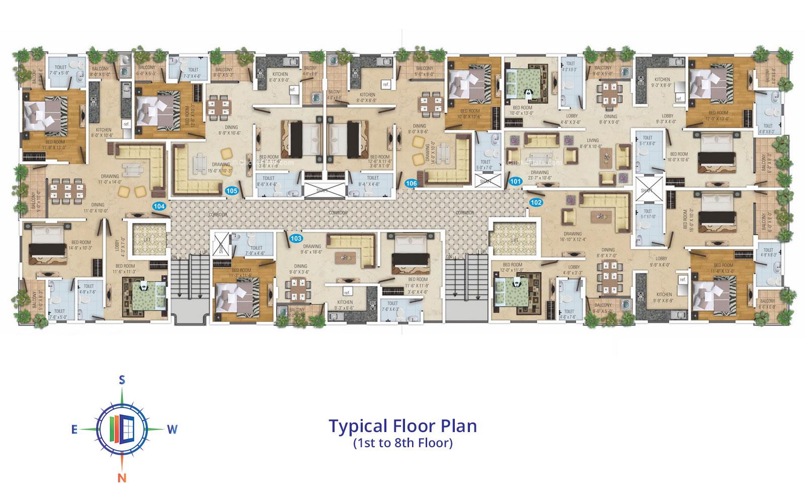 Royal Avenue Typical Floor Plan