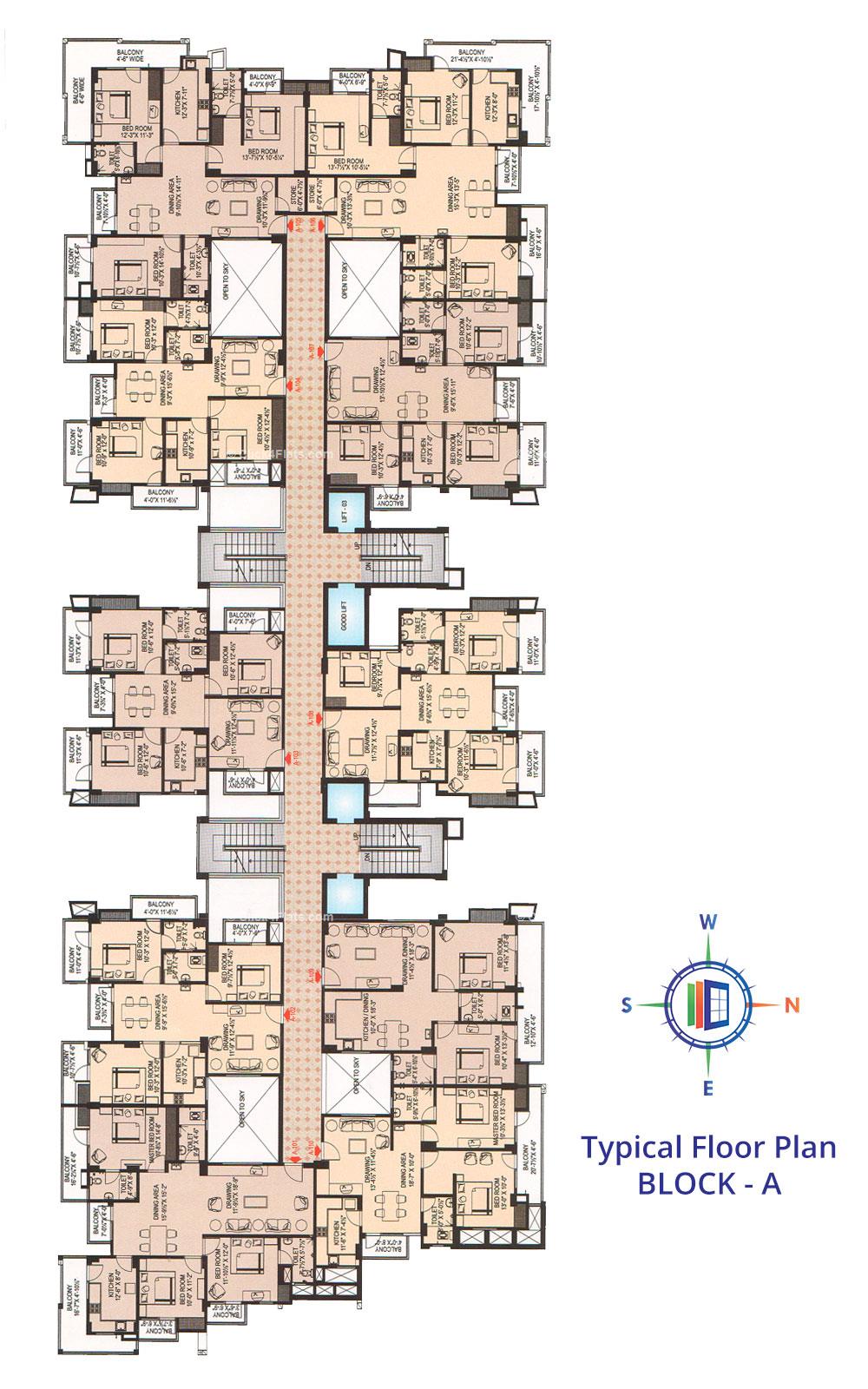 Tirupati Nilay Typical Floor Plan (Block A)