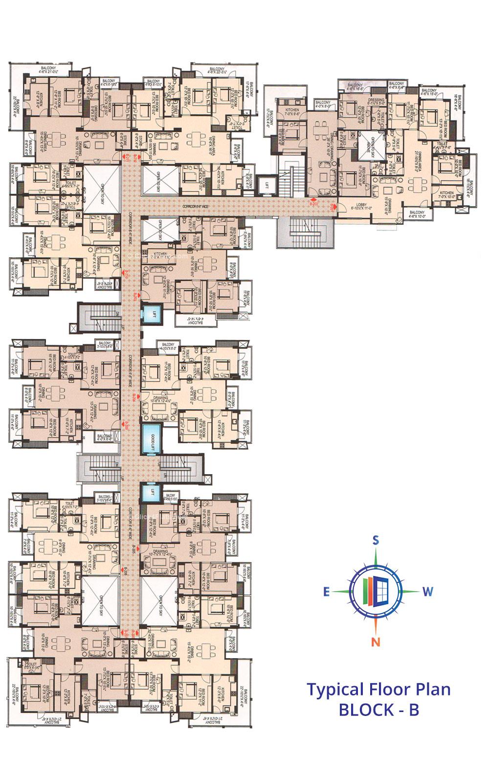 Tirupati Nilay Typical Floor Plan (Block B)