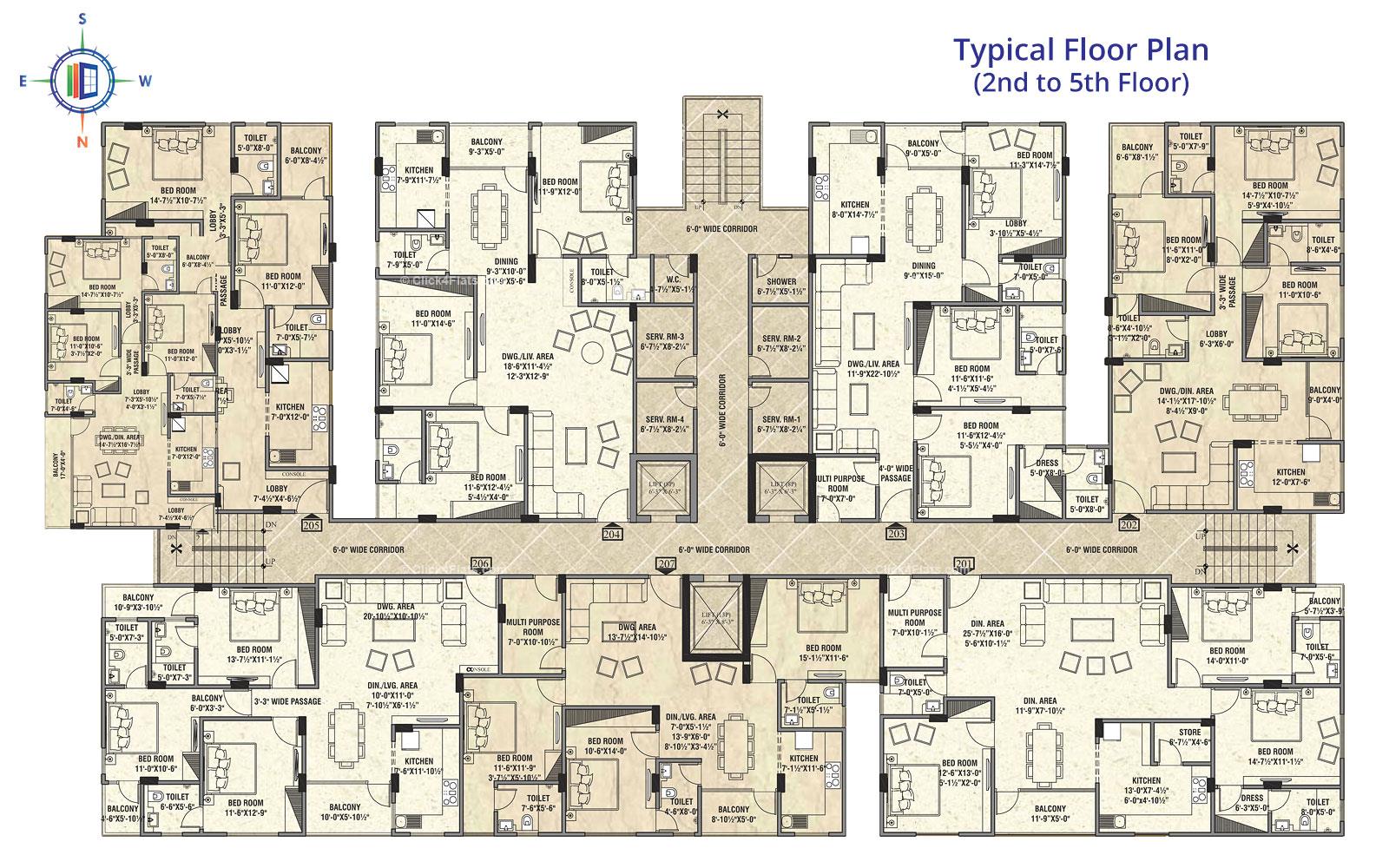 Indus Typical Floor Plan (2nd to 5th)