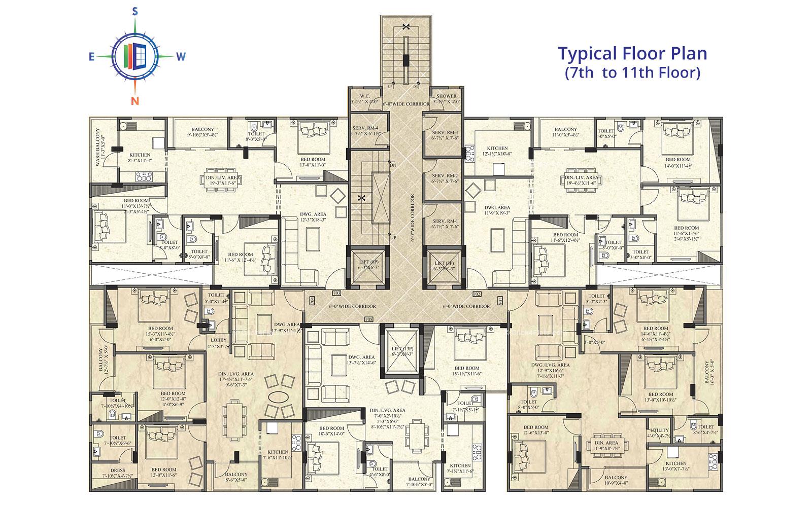 Indus Typical Floor Plan (7th to 11th)