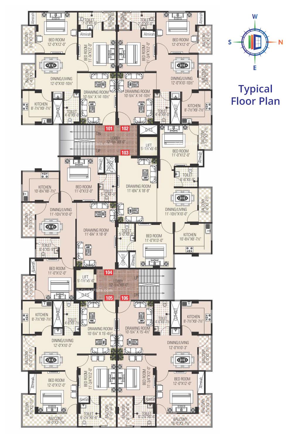 Manglam Aangan Residency Typical Floor Plan