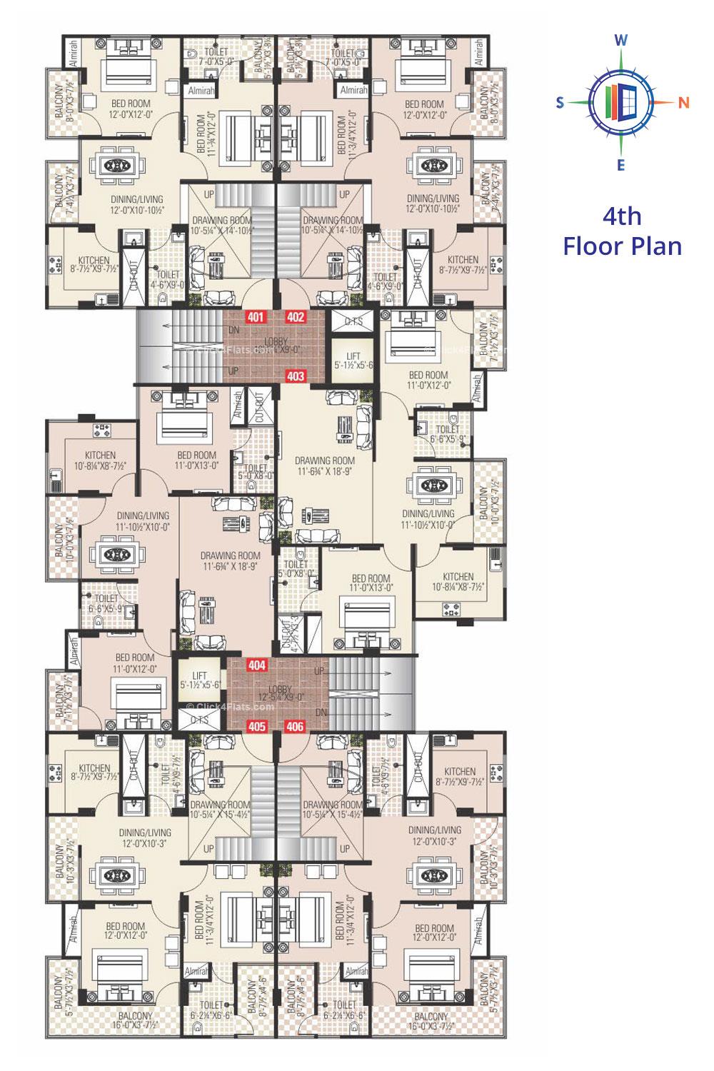 Manglam Aangan Residency 4th Floor Plan