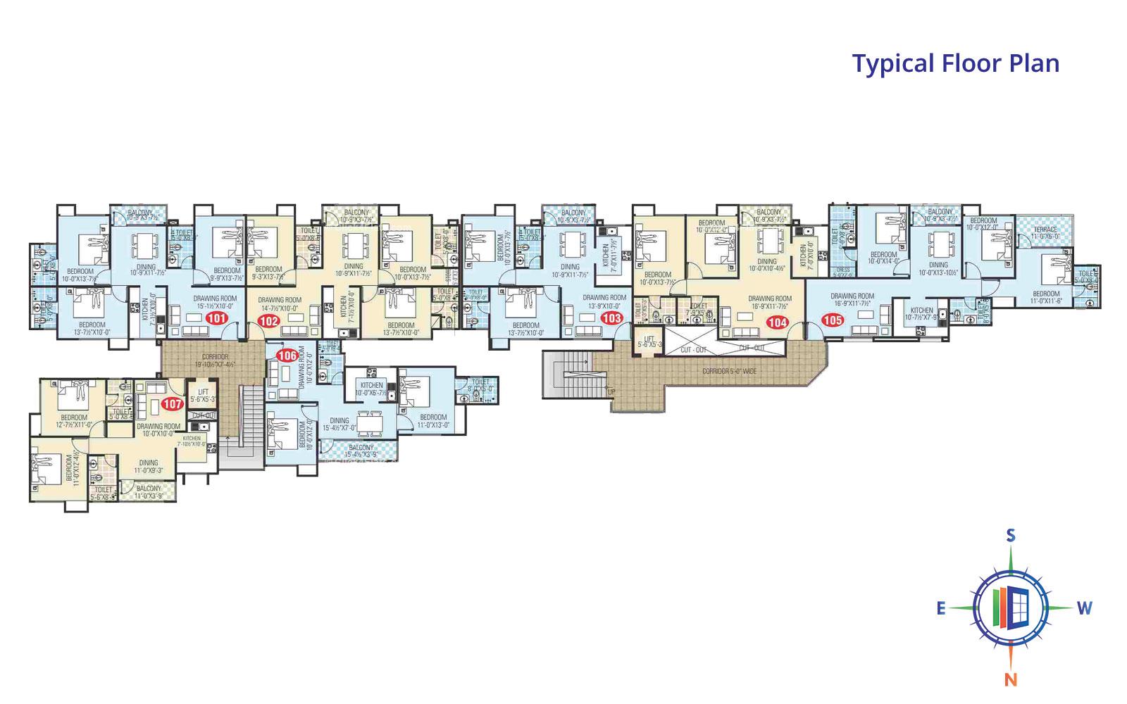 Manglam Kanak Residency Typical Floor Plan