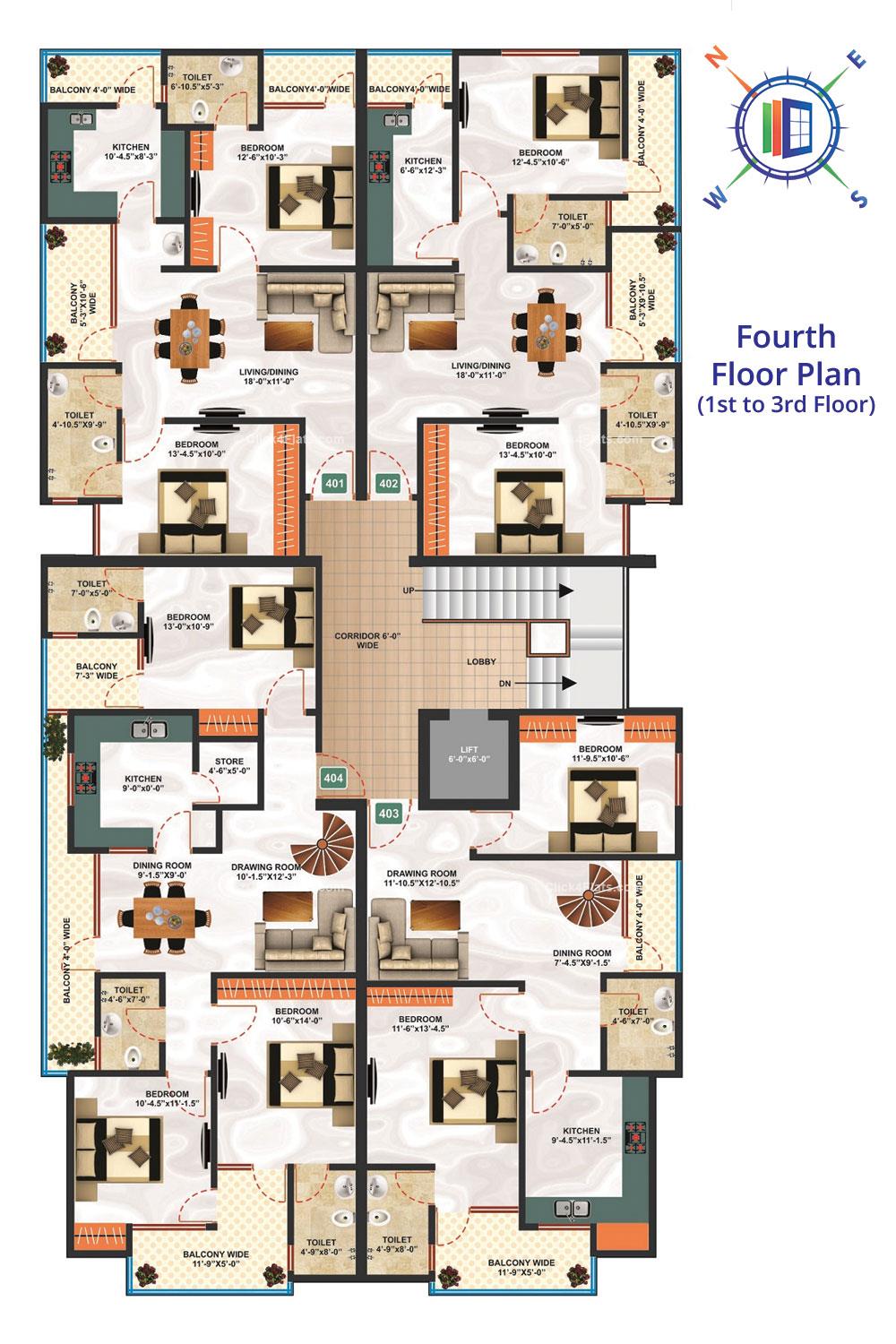 SNG Samriddhi Fourth Floor Plan