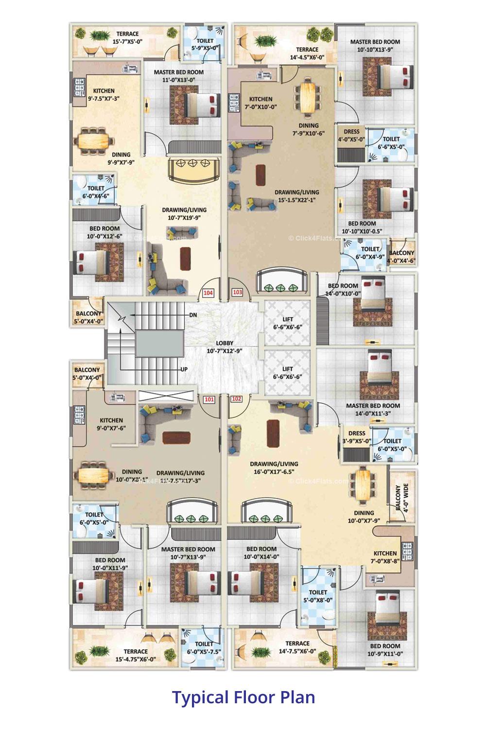 Rudraksh Apeksha Typical Floor Plan