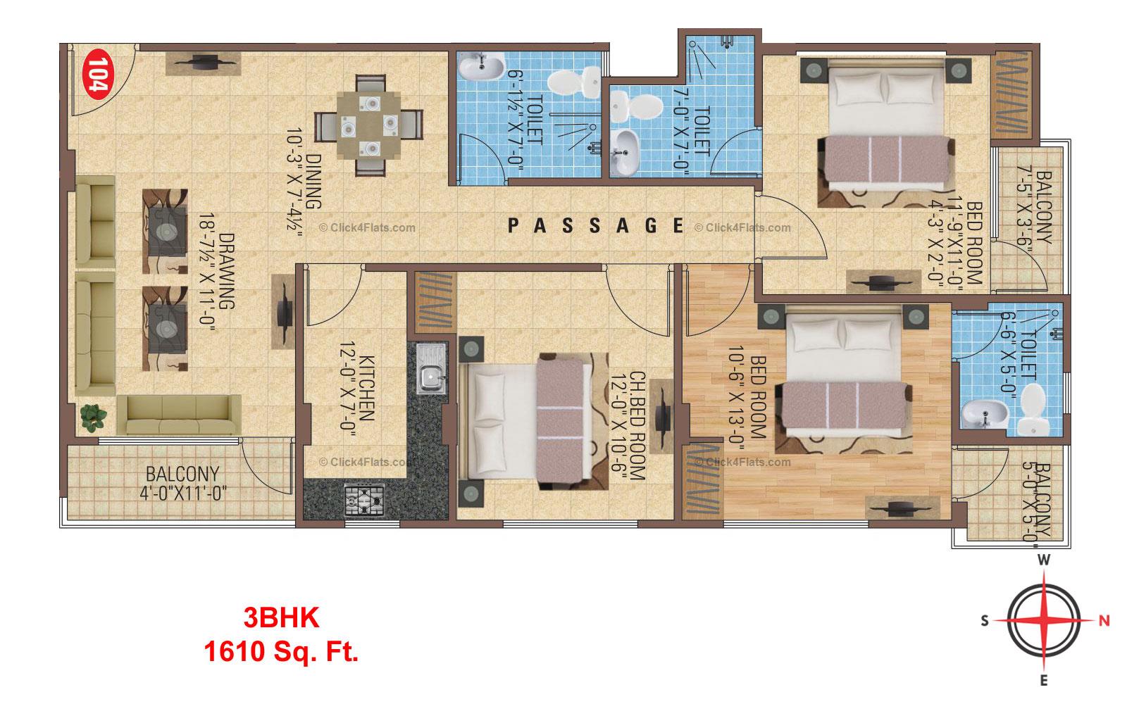 SDC Aishwarya Heights 3 BHK 