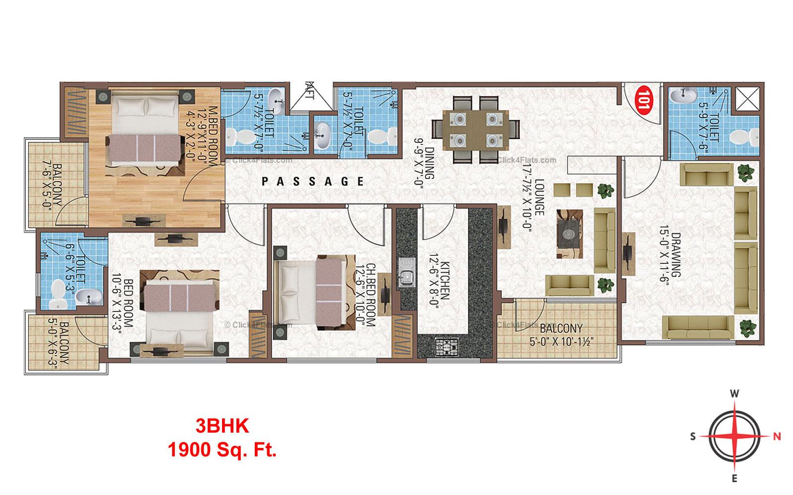 SDC Aishwarya Heights 3 BHK 