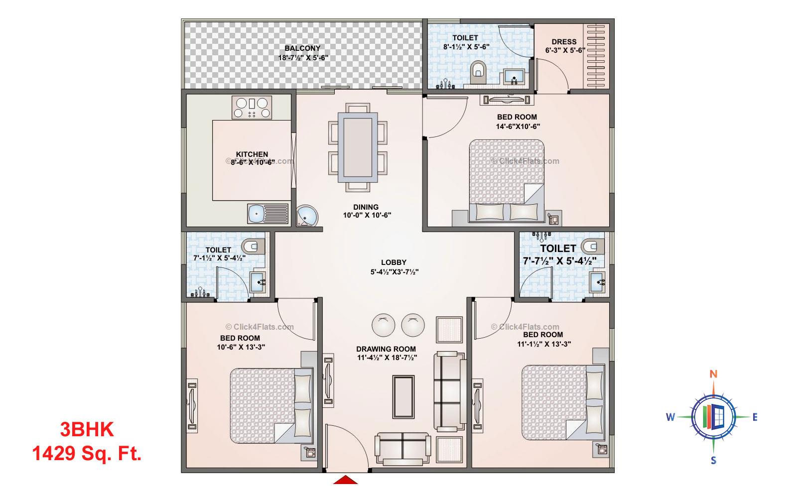 Krishna Enclave 3 BHK 