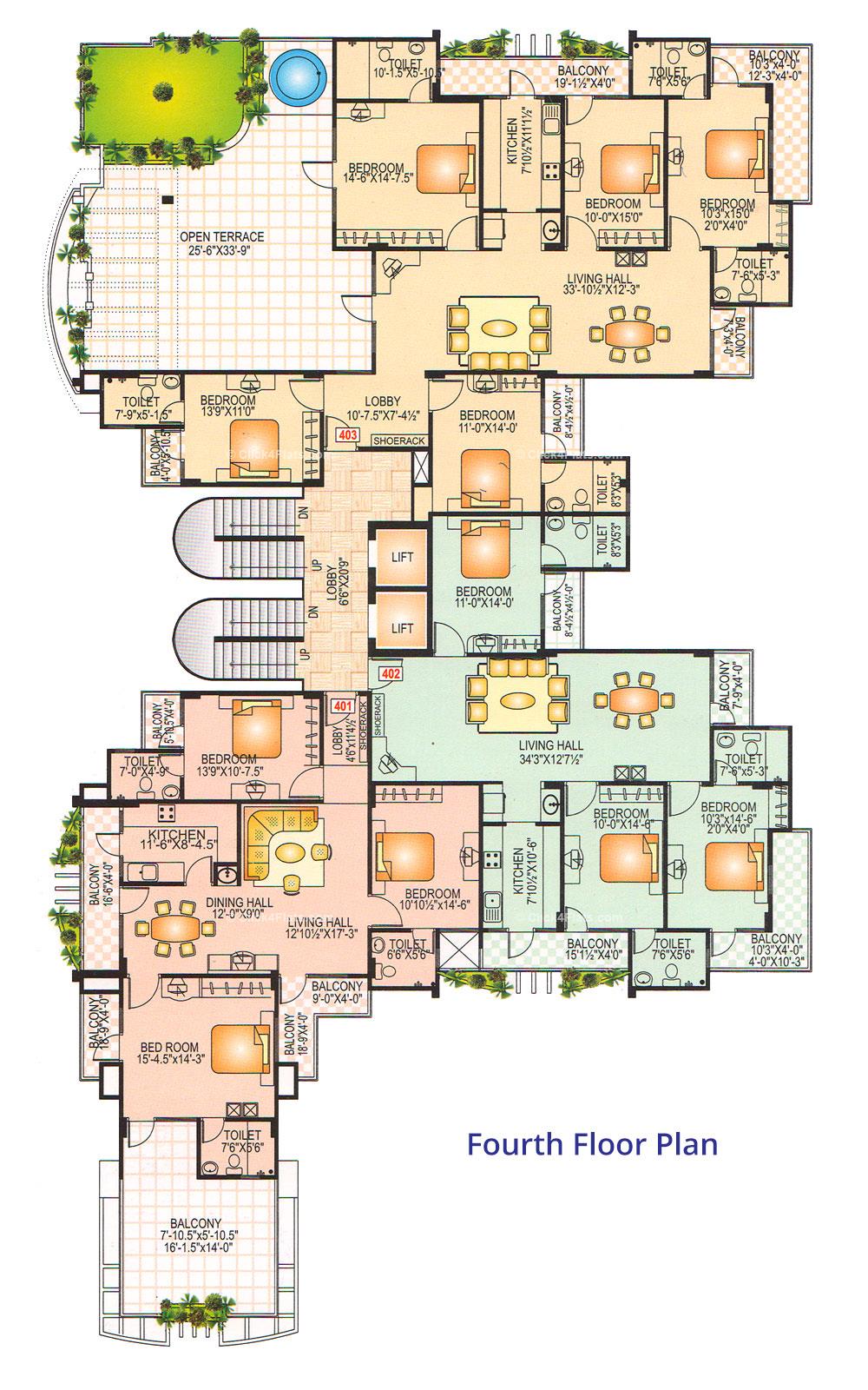 Vaibhav Paradise Fourth Floor Plan