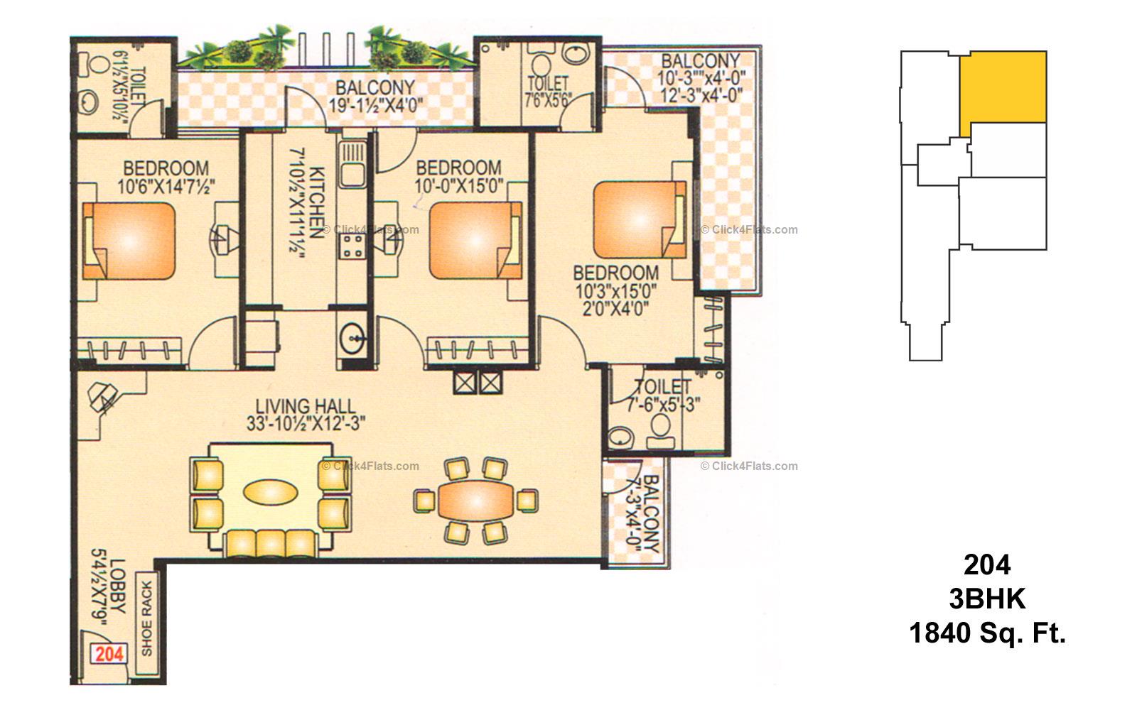 Vaibhav Paradise 3 BHK 