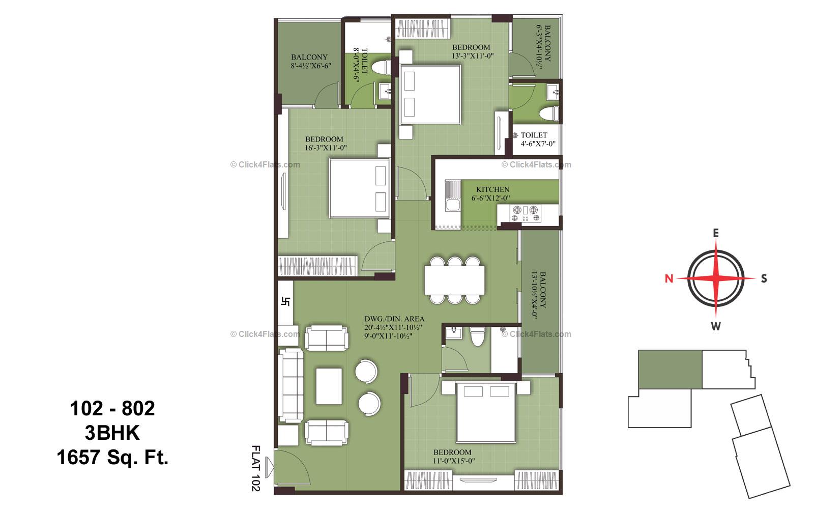 UDB Emerald 3 BHK 