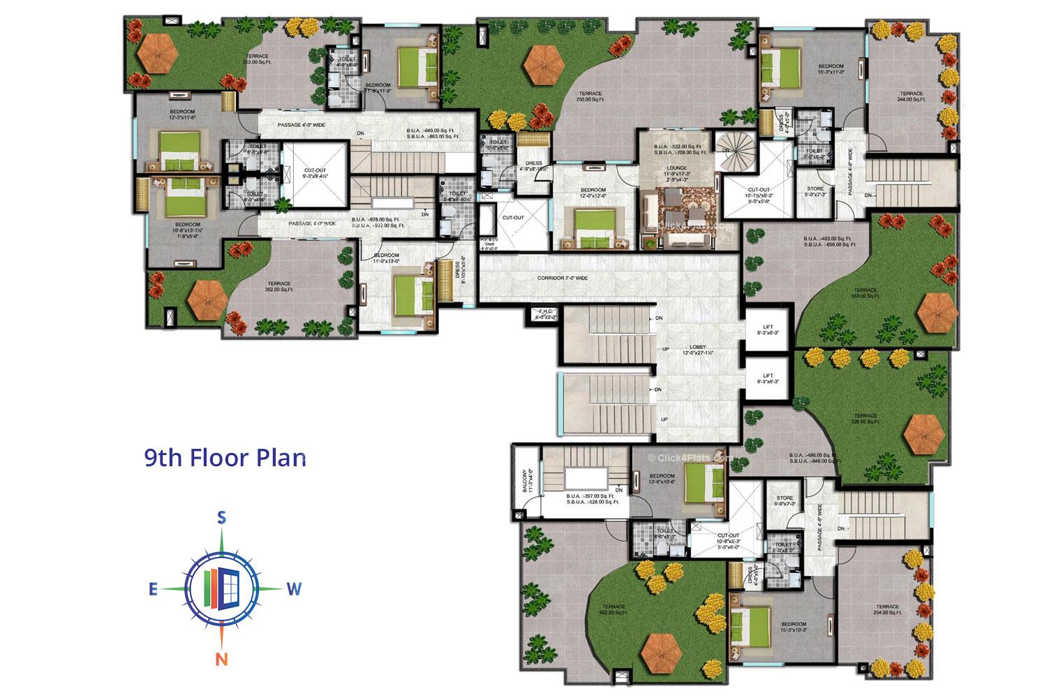 The Oasis Ninth Floor Plan