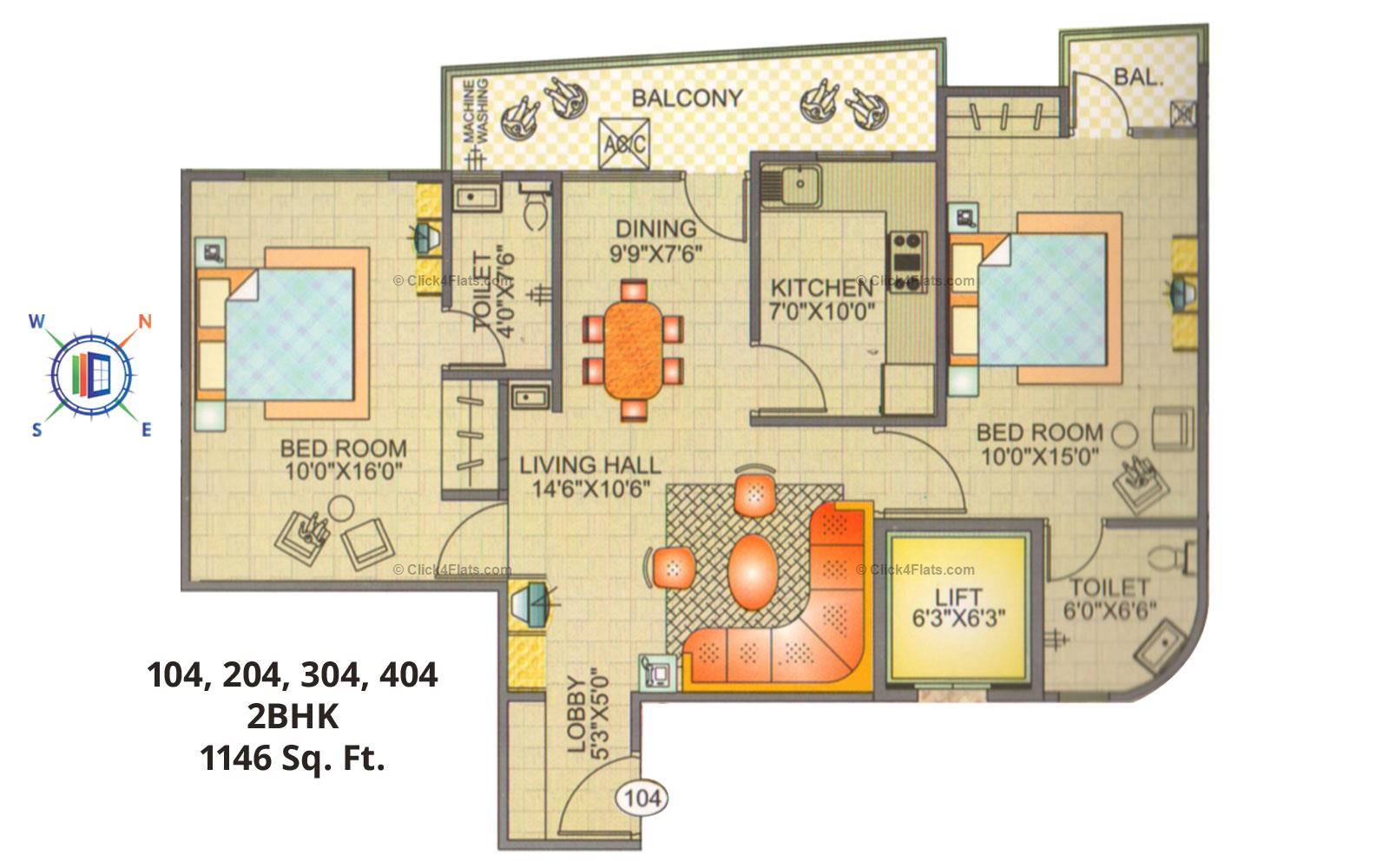 Blue Sky Apartments 2 BHK 