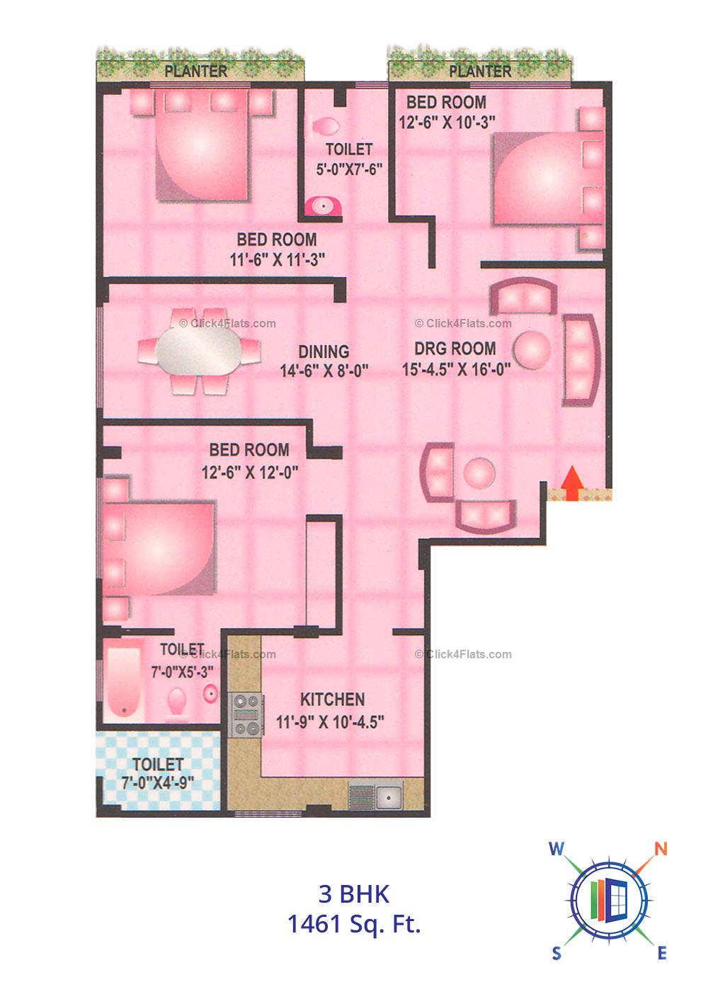 Golden Enclave 3 BHK 