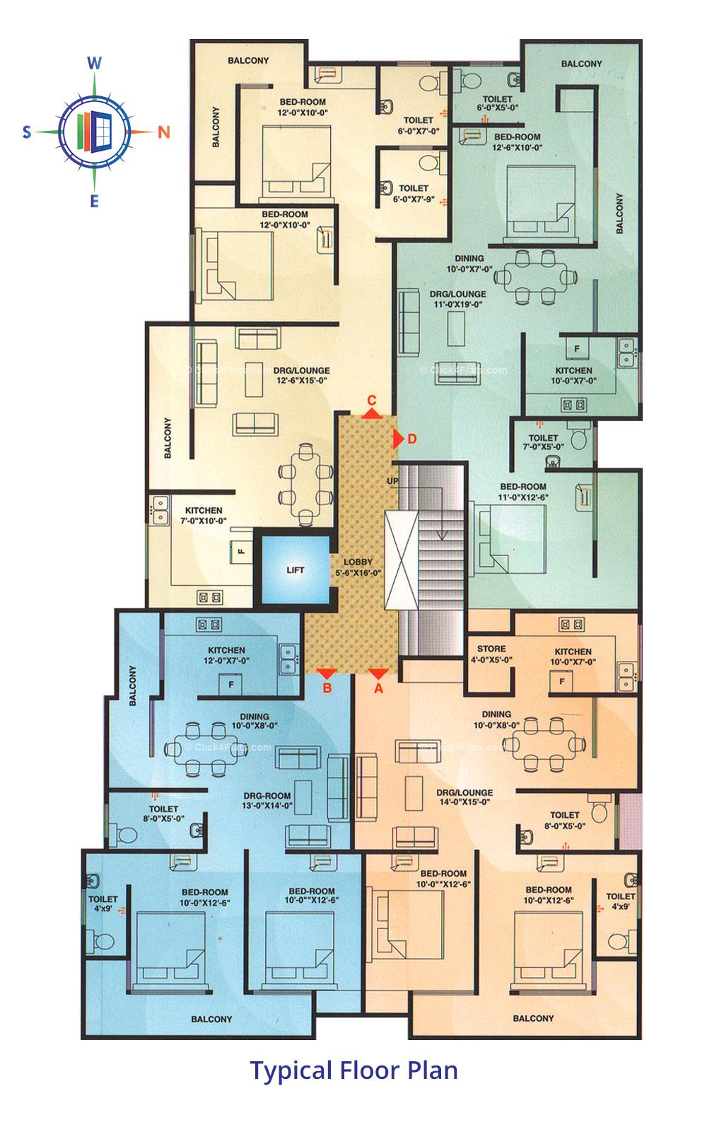 Golden Raisal Apartment Typical Floor Plan